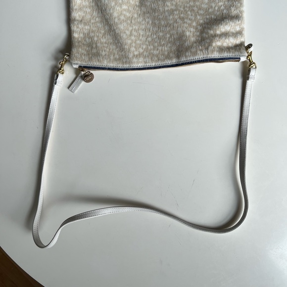 Clare V. Pony hair grey white leopard cheetah print spotted foldover clutch - Picture 5 of 6